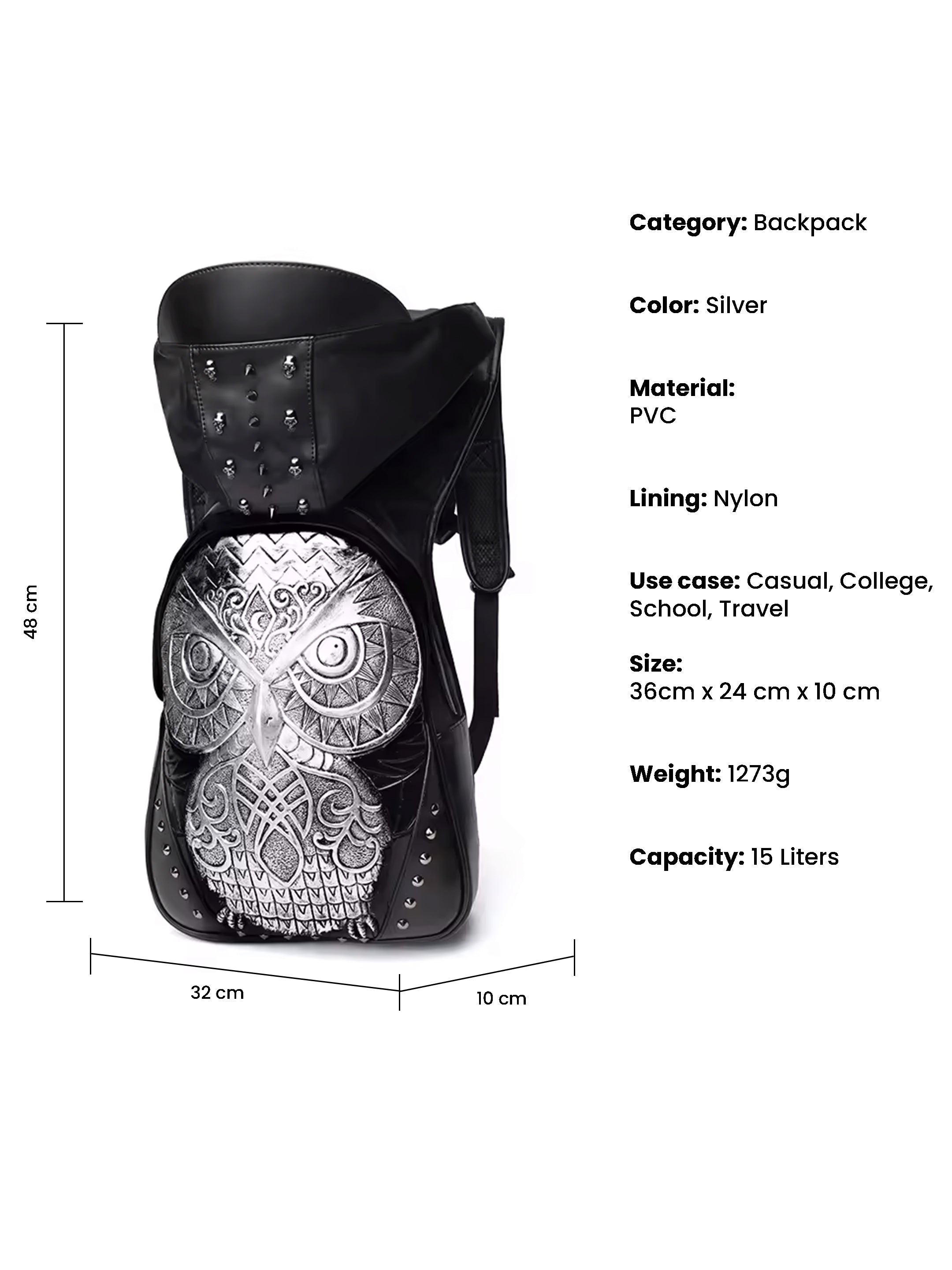 Silver Owl 3D Armor Backpack