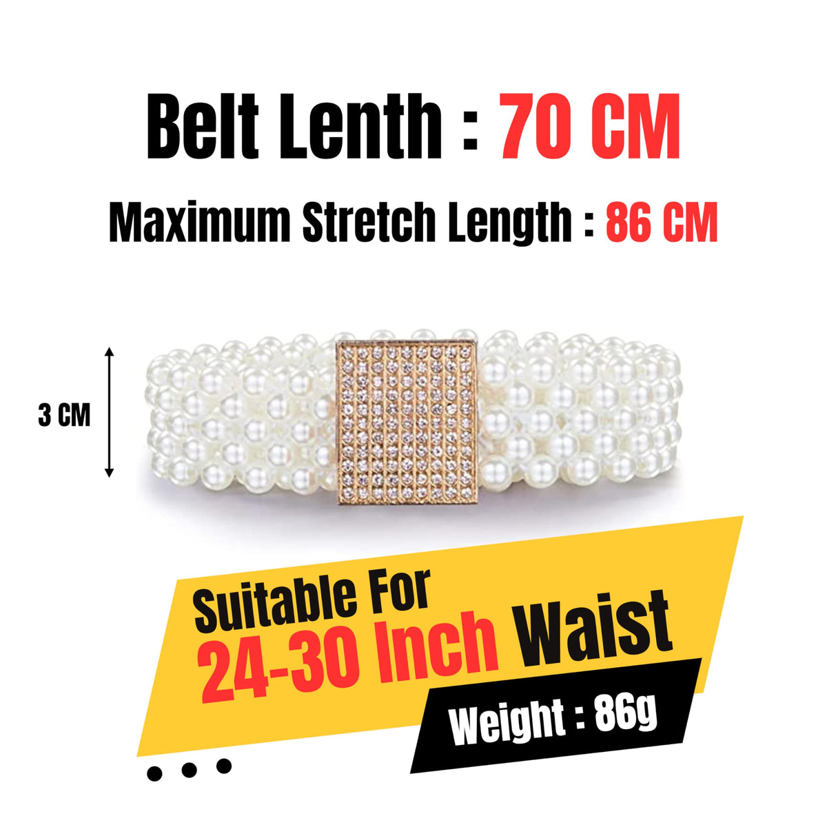 REDHORNS Stone Studded Design Beaded Slim Belt for Women Dresses