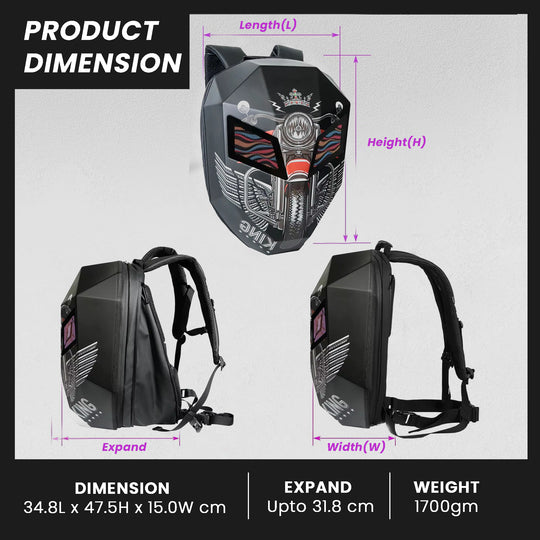 Waterproof laptop riding led bag#color_black-print