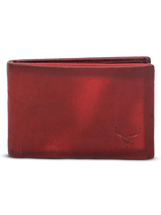 Rfid protected men leather wallet#color_dark-red