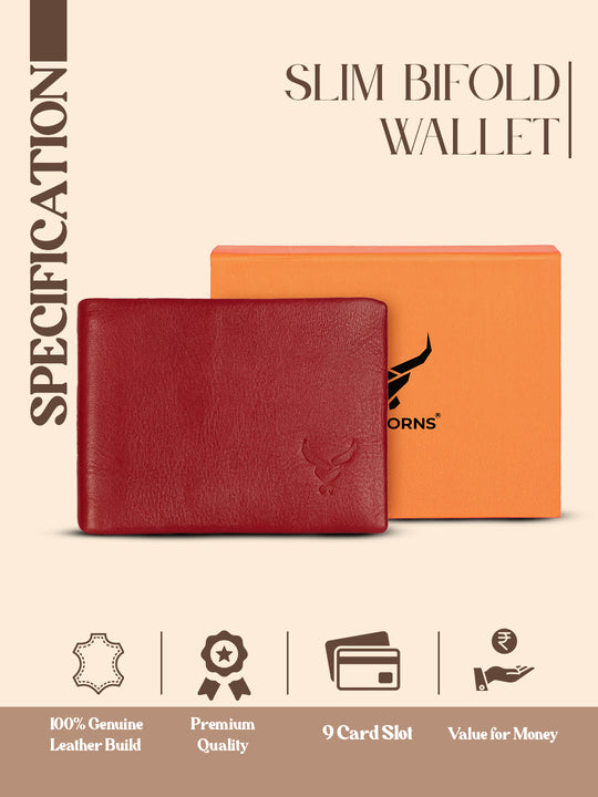 Rfid protected men leather wallet#color_maroon