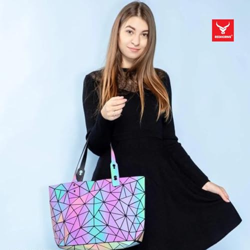 Geometric Holographic Luminous Handbag, Triangle Shape