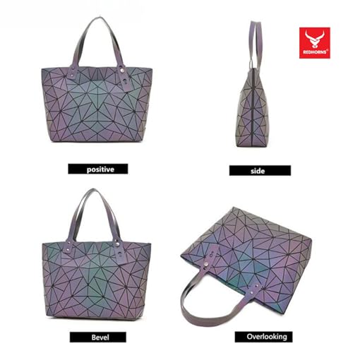 Geometric Holographic Luminous Handbag, Triangle Shape