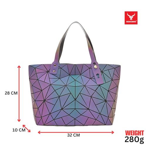 Geometric Holographic Luminous Handbag, Triangle Shape