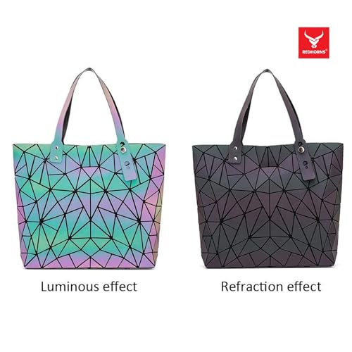 Geometric Holographic Luminous Handbag, Triangle Shape
