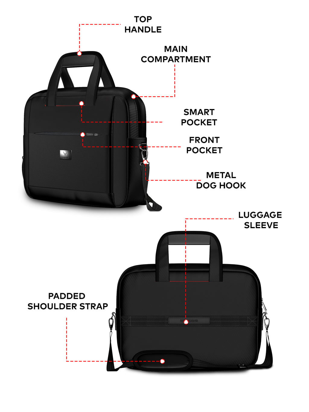 Drift Executive Black Laptop Briefcase