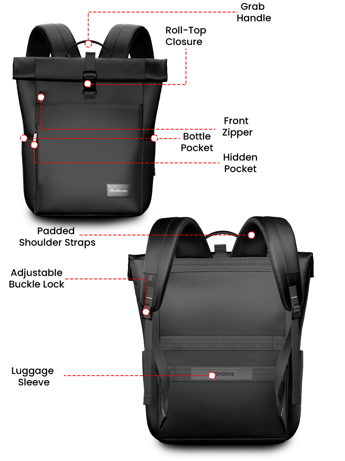 Obsidnight Rolltop Backpack 20L