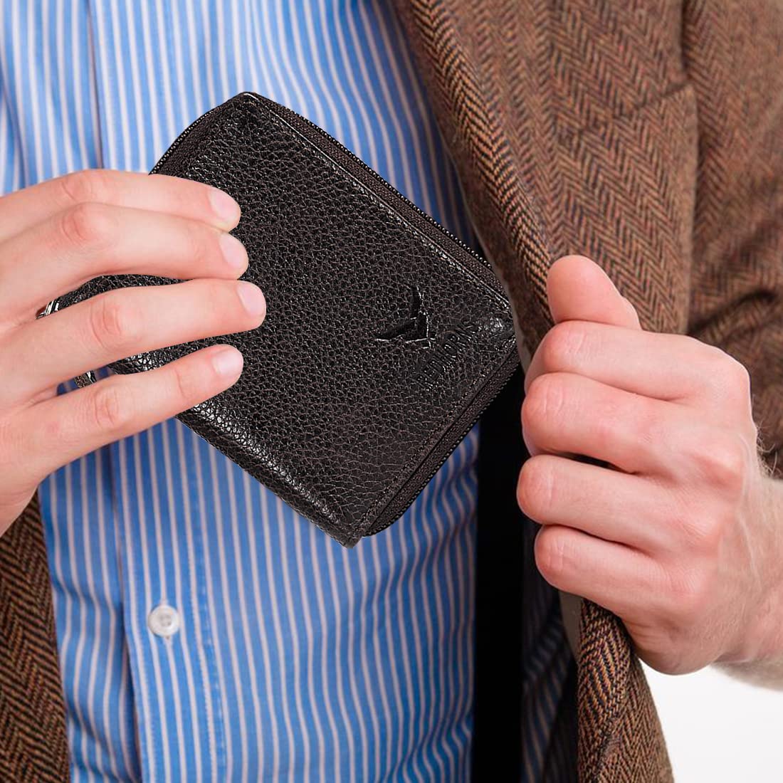 Redhorns Mens Genuine Leather Card Holder#color_brown