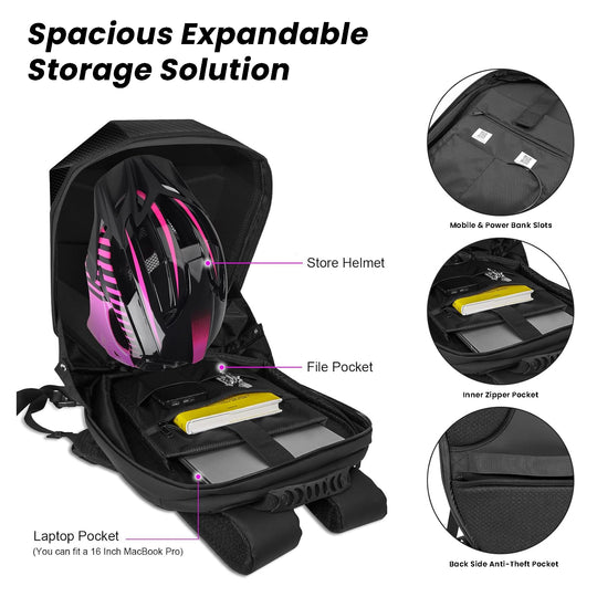 Waterproof laptop riding led bag#color_black-print