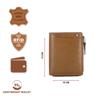 Men's Genuine Leather Bi-Fold Wallet#color_tan-new