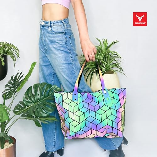 Geometric Pattern Holographic Luminous Handbag
