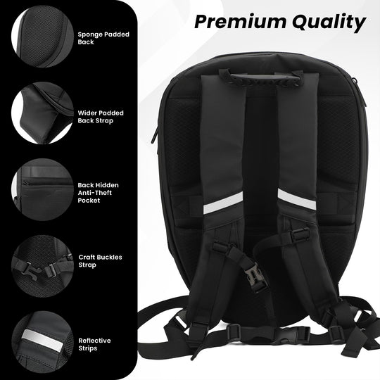 Waterproof laptop riding led bag#color_black-print