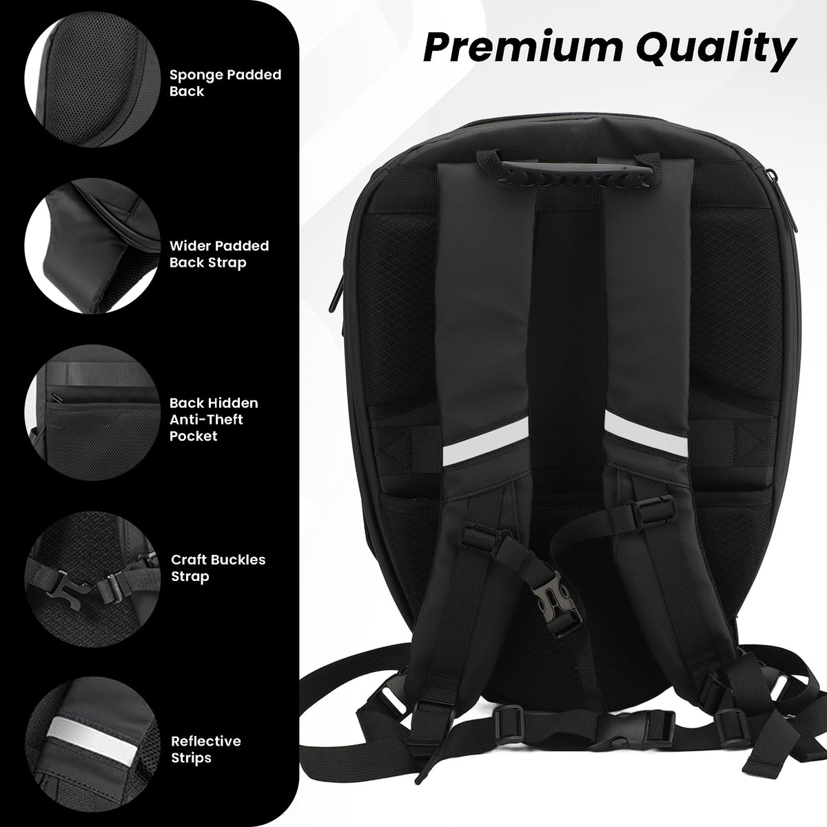 Waterproof laptop riding led bag#color_black-texture