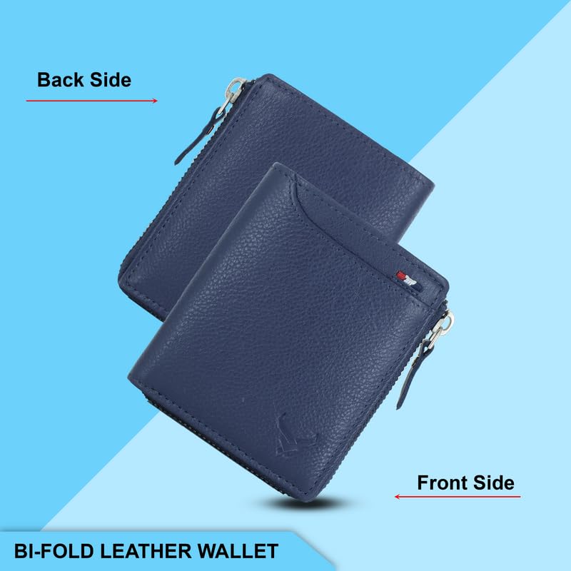 Men's Genuine Leather Bi-Fold Wallet#color_blue