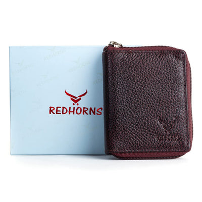 Redhorns Mens Genuine Leather Card Holder#color_cherry
