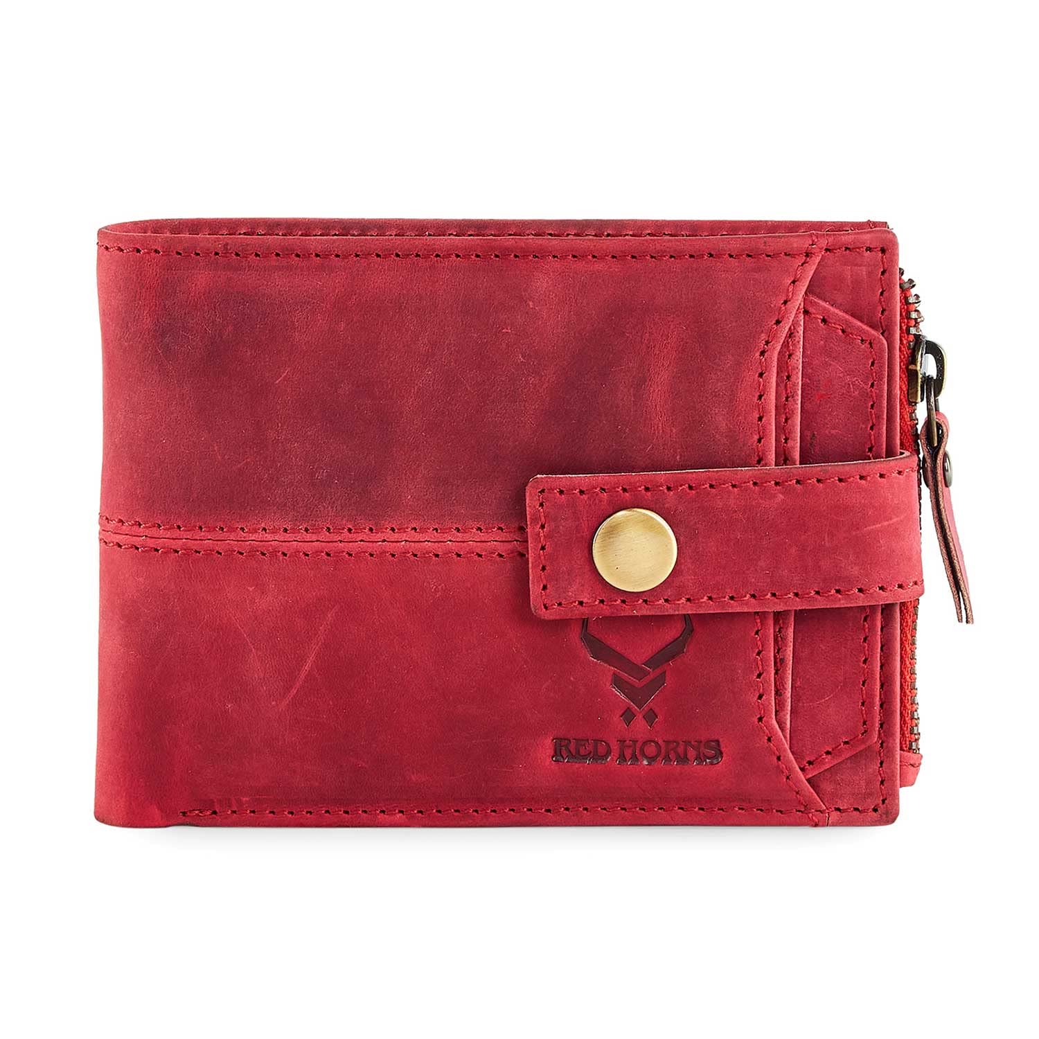 Rfid protected leather men wallet#color_red