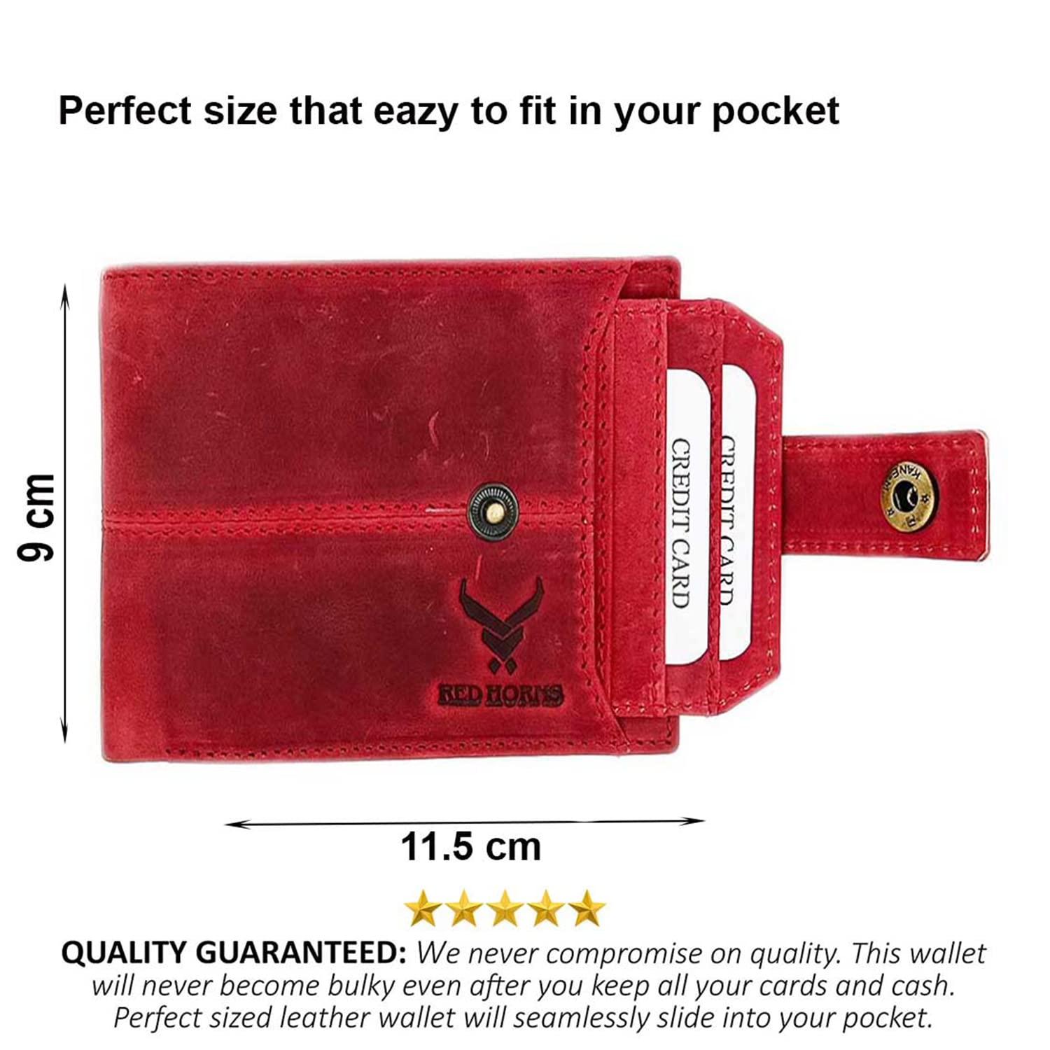 Rfid protected leather men wallet#color_red