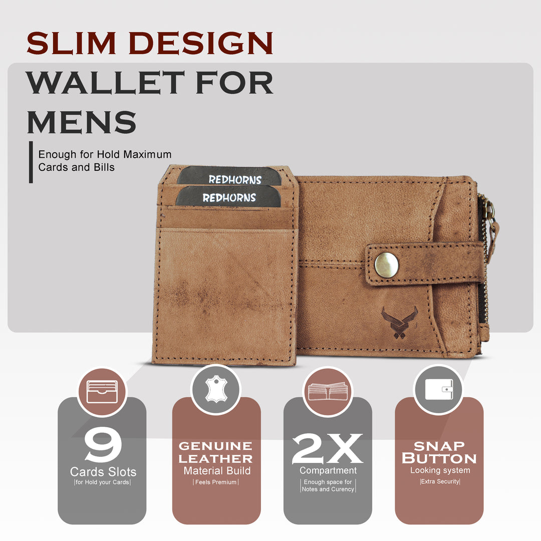 Rfid protected leather men wallet#color_light-brown