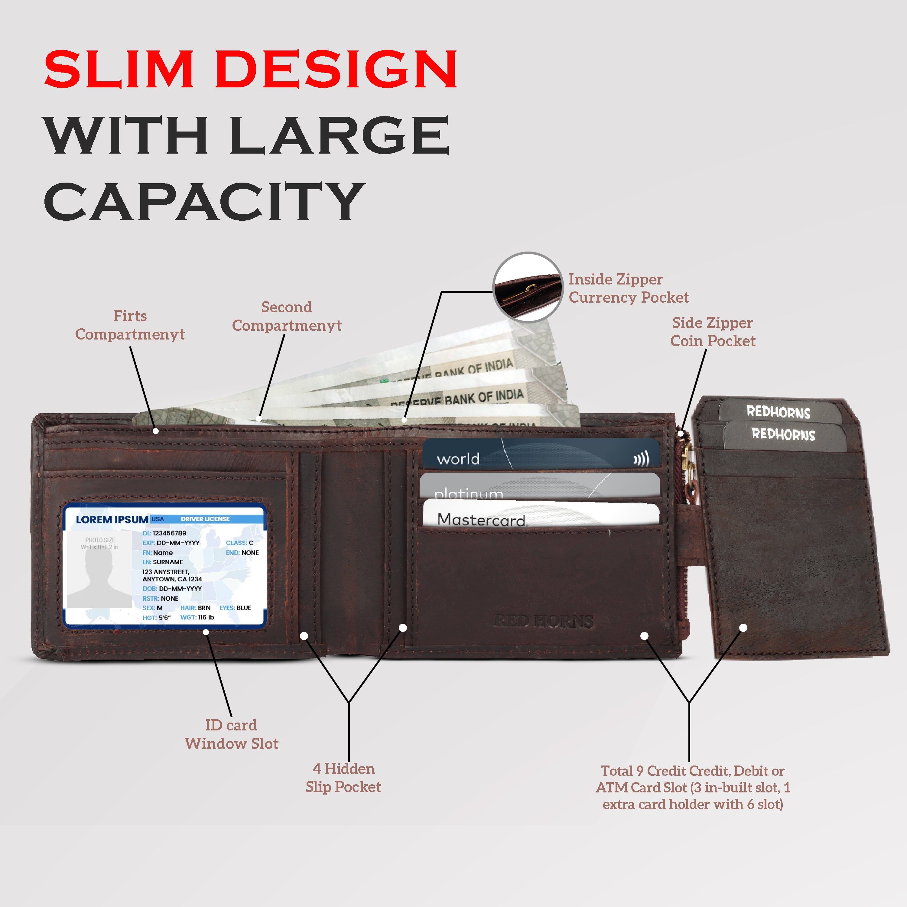 Rfid protected leather men wallet#color_chocolate-brown