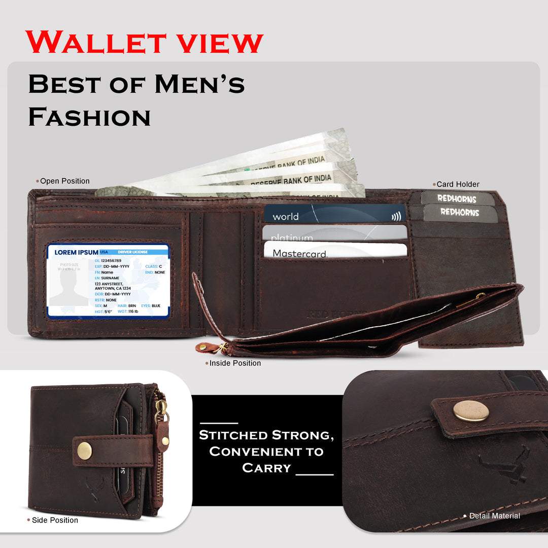 Rfid protected leather men wallet#color_chocolate-brown