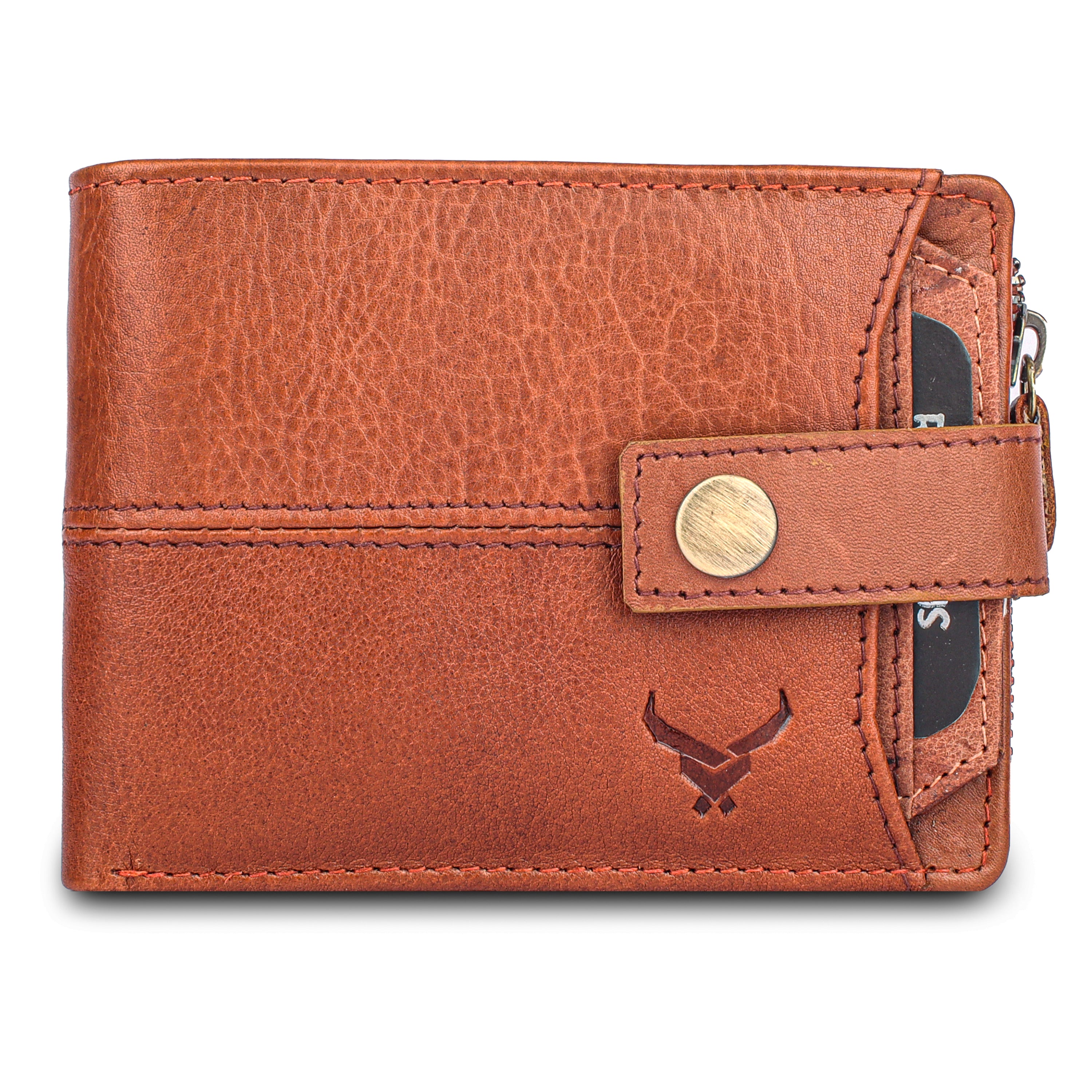 Rfid protected men leather wallet#color_tan