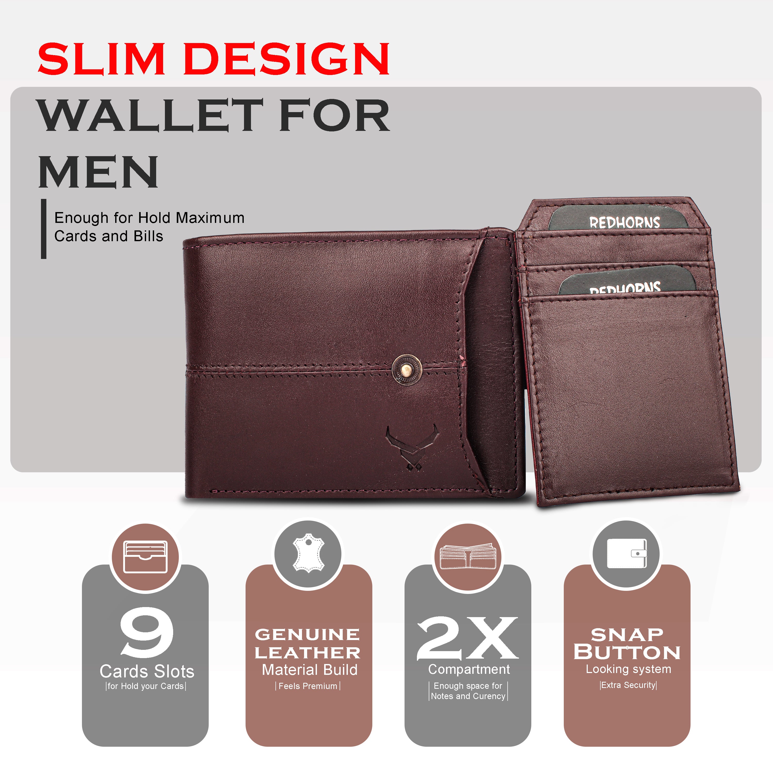 Rfid protected men leather wallet#color_maroon