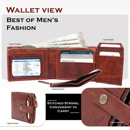 Rfid protected men leather wallet#color_dark-brown