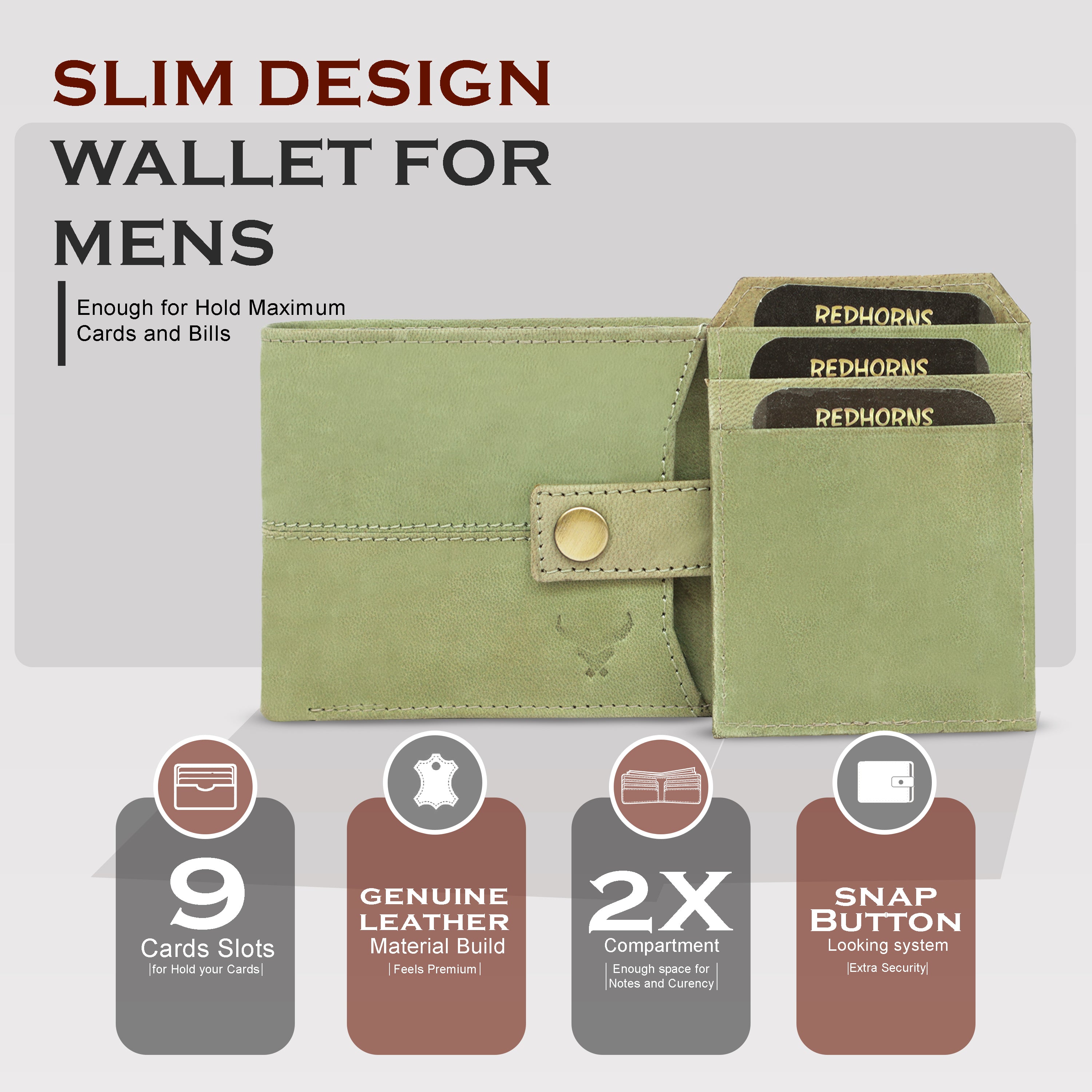 Rfid protected leather men wallet#color_fern-green