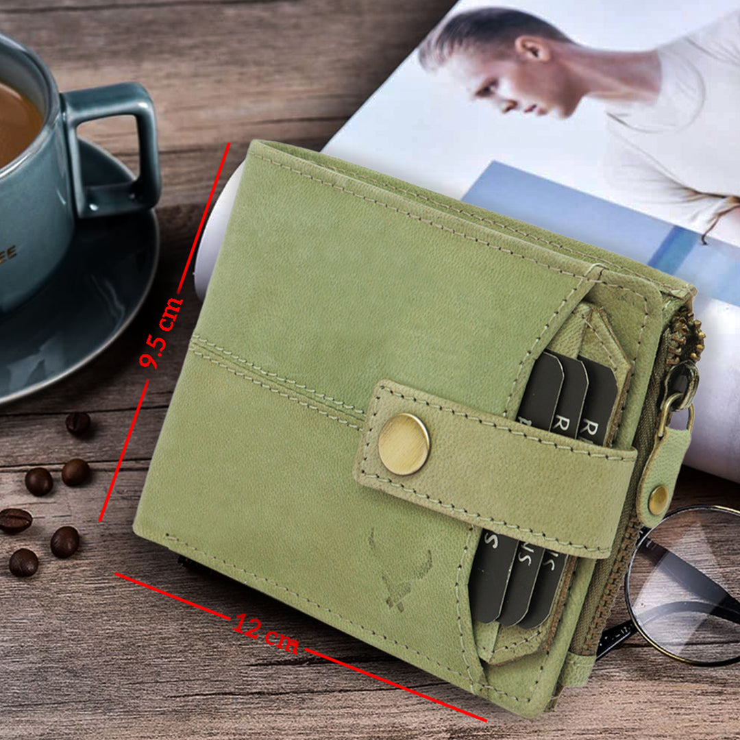 Rfid protected leather men wallet#color_fern-green