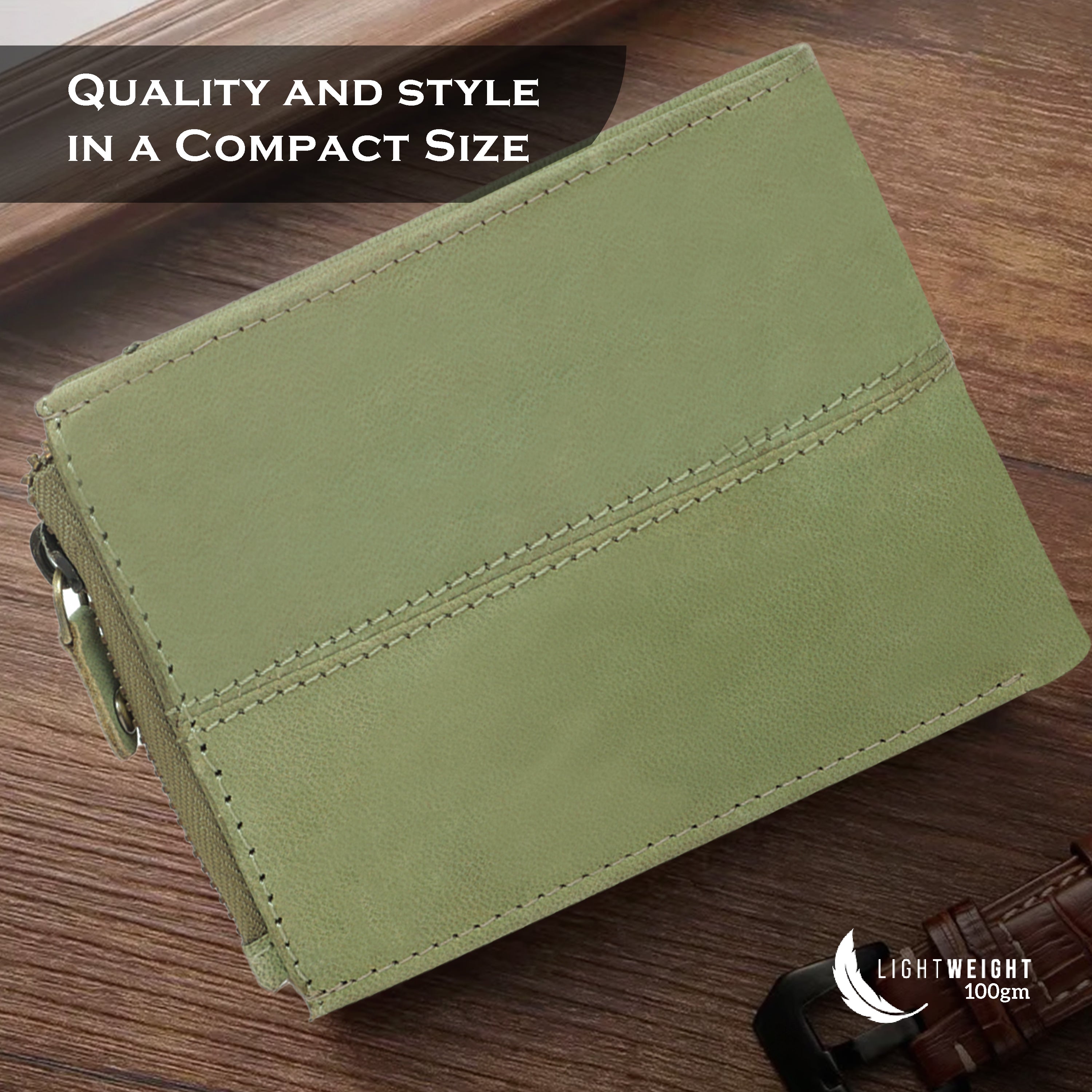 Rfid protected leather men wallet#color_fern-green