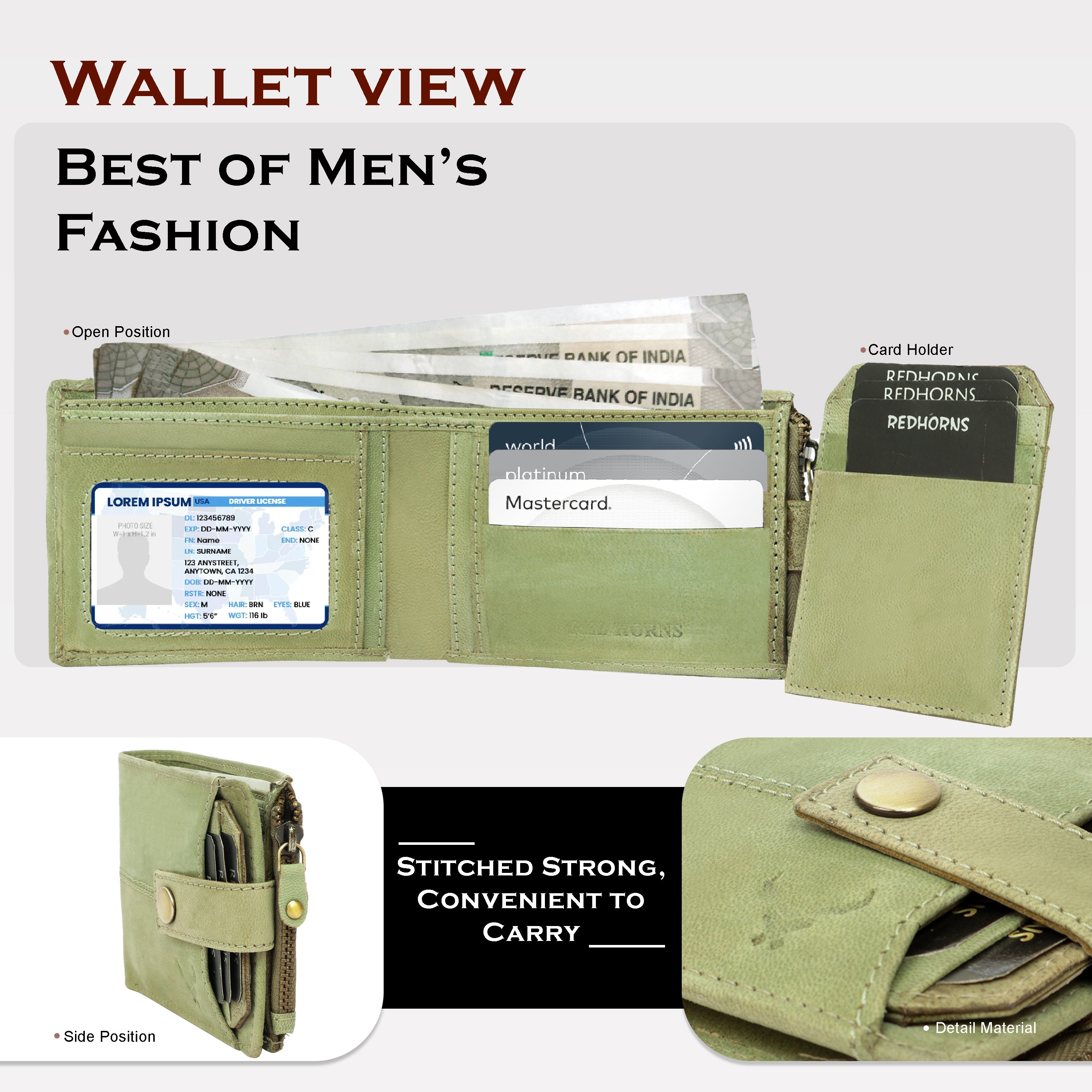 Rfid protected leather men wallet#color_fern-green