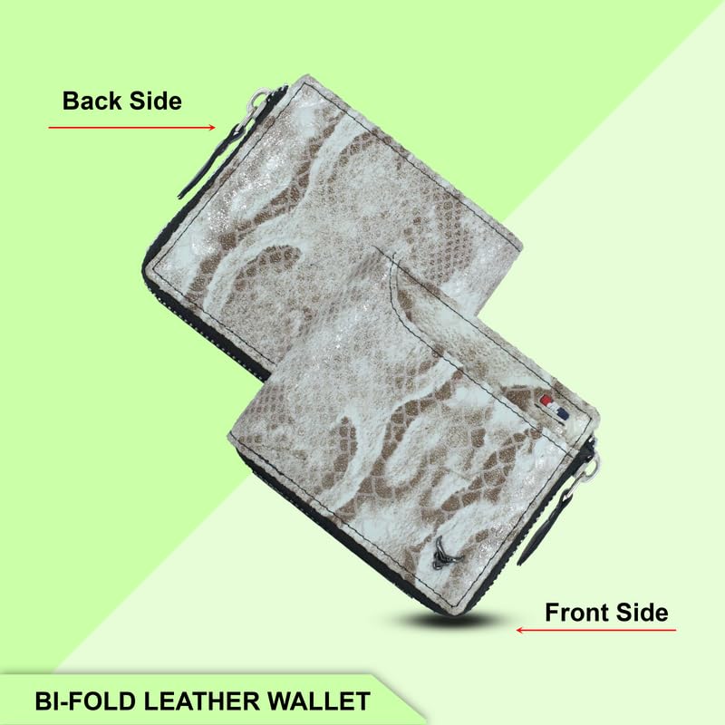 Redhorns Mens Snake Skin Print Leather Wallet#color_white