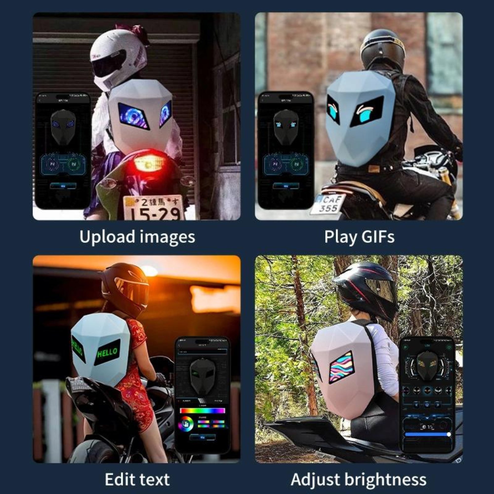 Waterproof laptop riding led bag#color_sky-blue