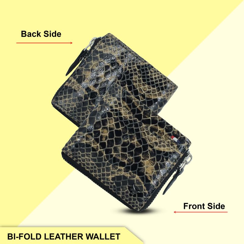 Redhorns Mens Snake Skin Print Leather Wallet#color_black
