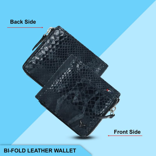 Redhorns Mens Snake Skin Print Leather Wallet#color_blue