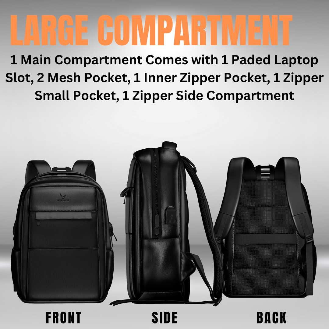 Waterproof Faux Leather Laptop Backpack For Men & Women