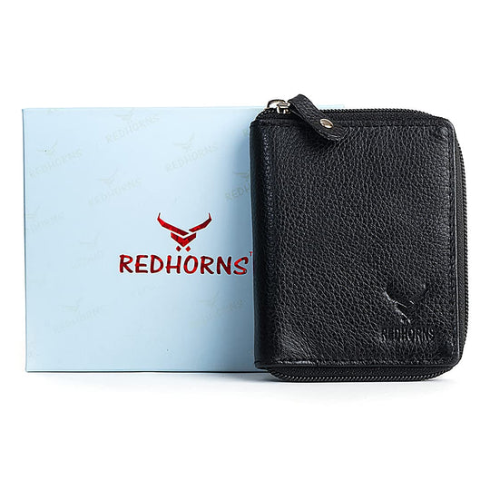 Redhorns Mens Genuine Leather Card Holder#color_black