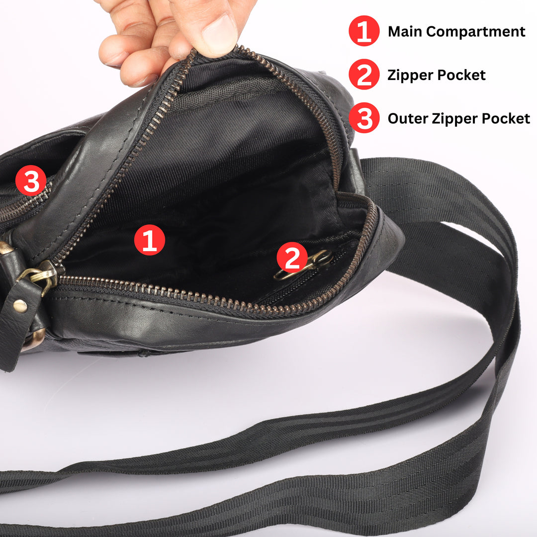 REDHORNS Genuine Leather Crossbody Sling Bag For Men & Women
