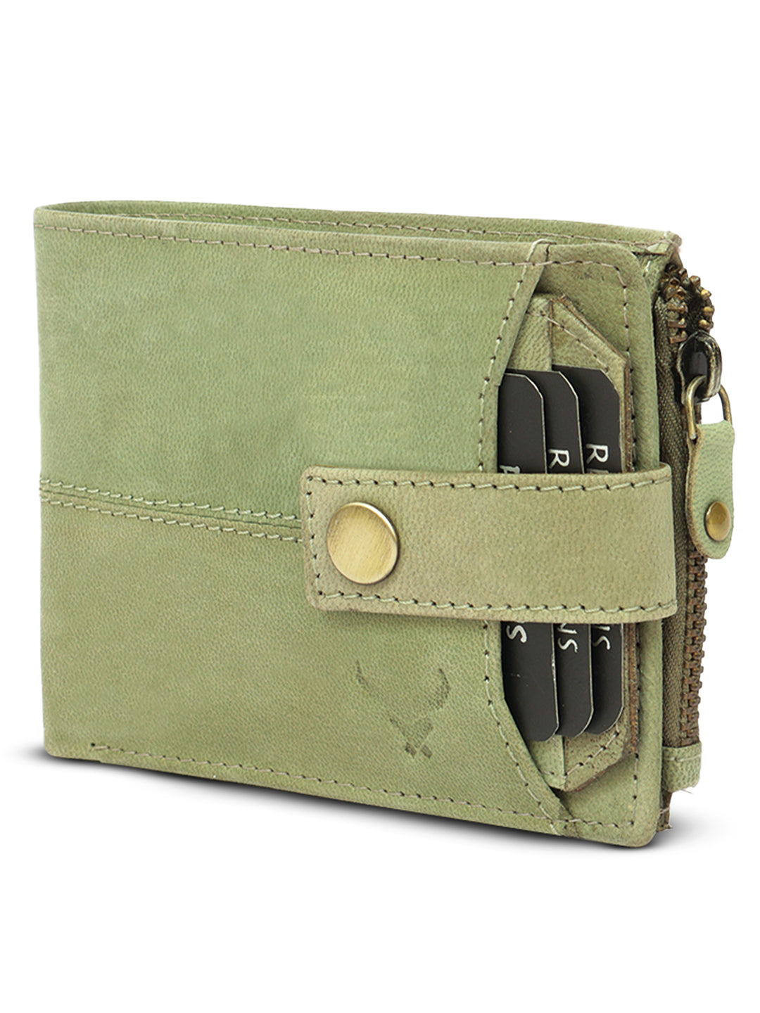 Rfid protected leather men wallet#color_fern-green