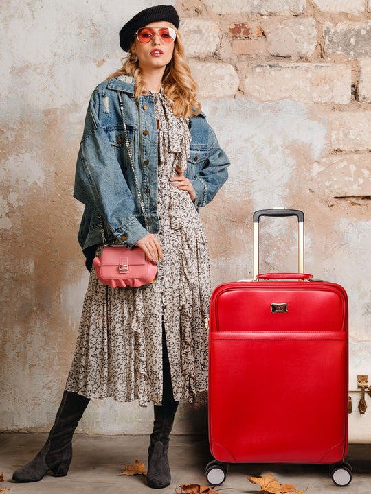 Luggage trolley bags cabin suitcase trolley bag suitcase#color_red