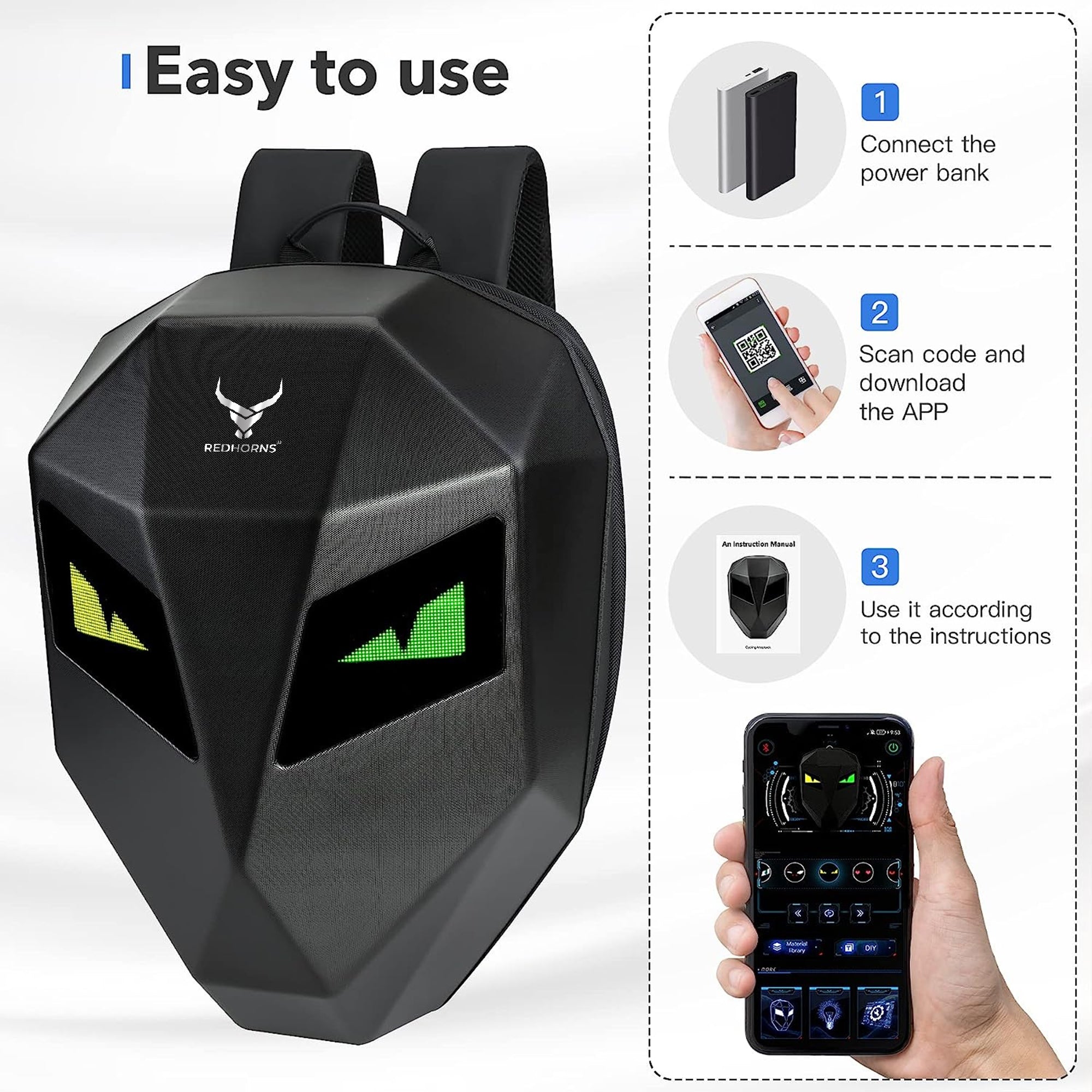 Waterproof laptop riding led bag#color_black