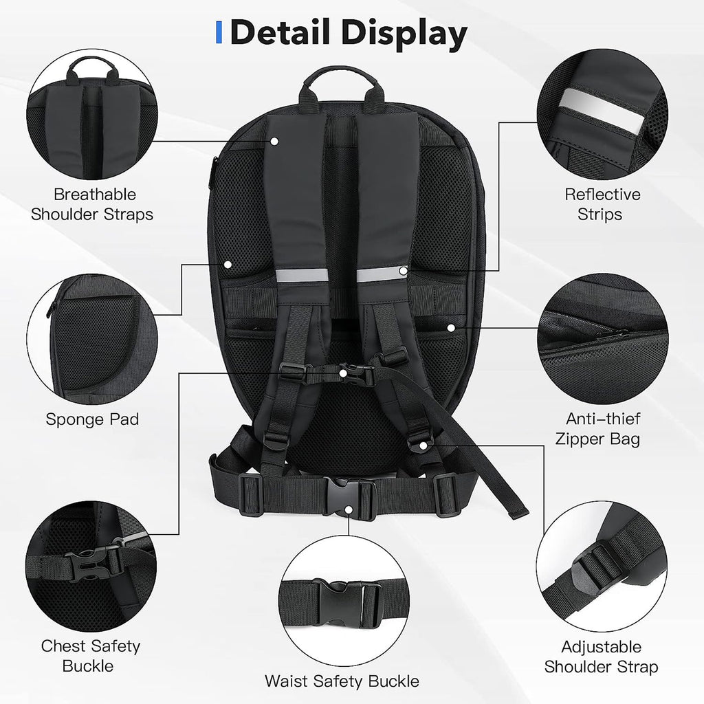 Waterproof laptop riding led bag#color_black