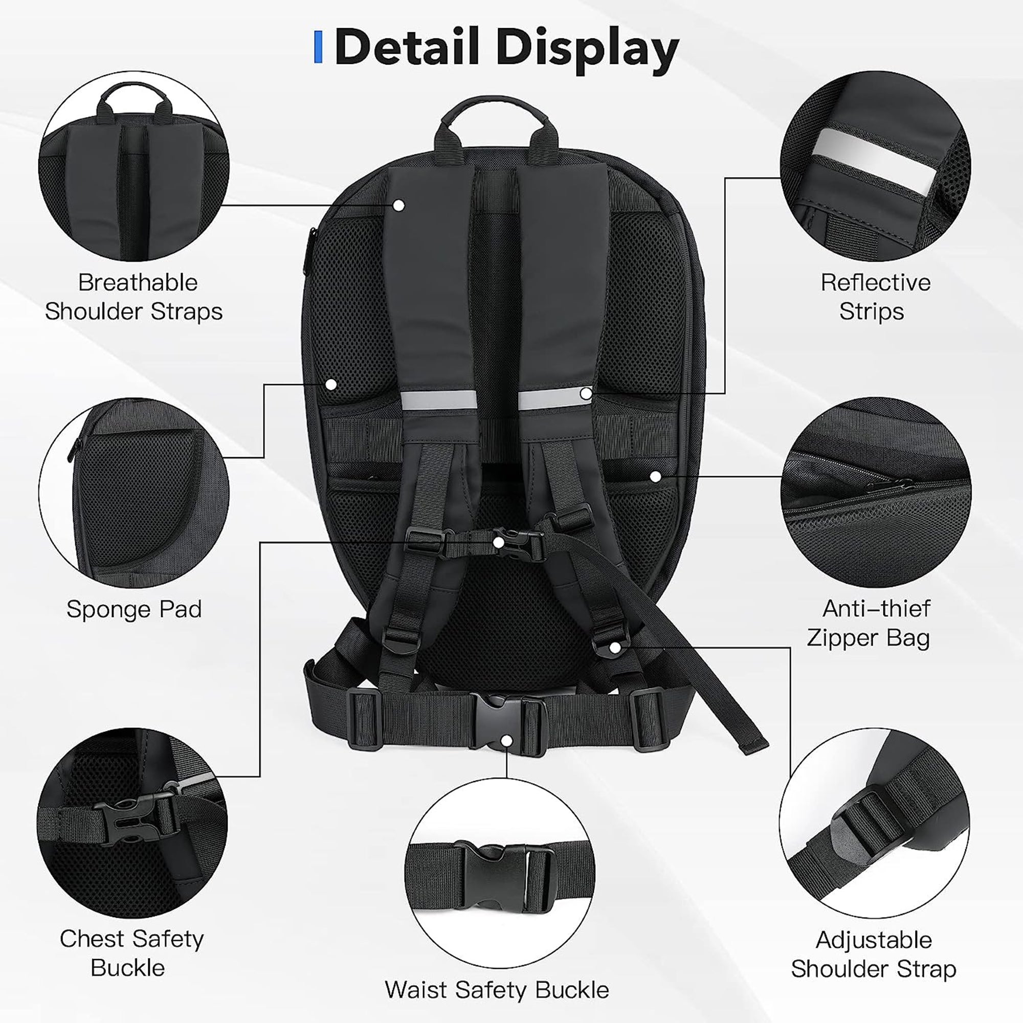 Waterproof laptop riding led bag#color_black