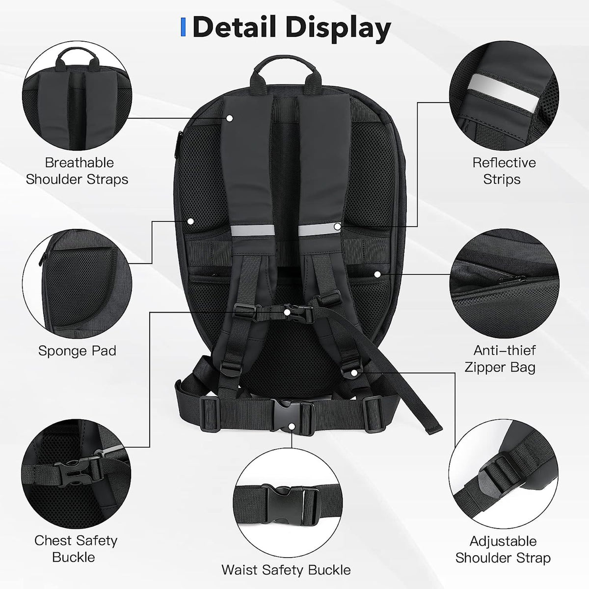 Waterproof laptop riding led bag#color_black