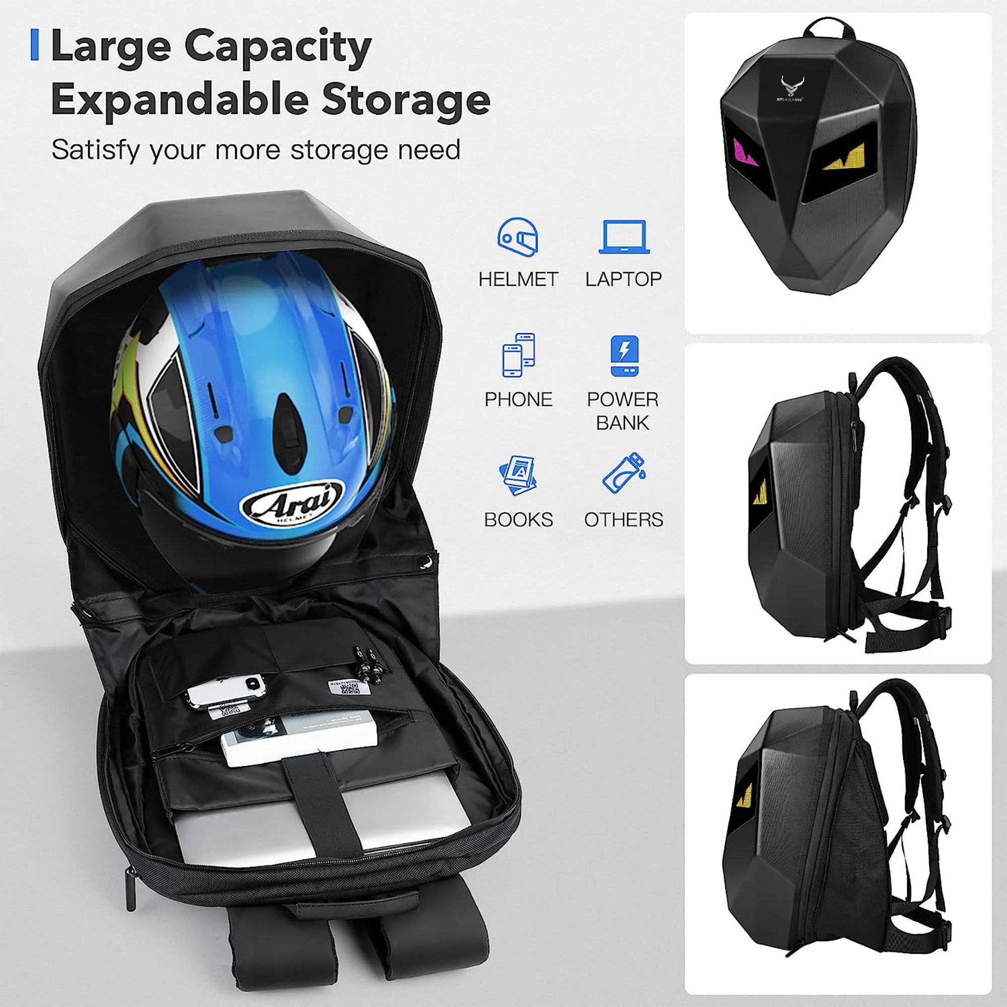 Waterproof laptop riding led bag#color_black