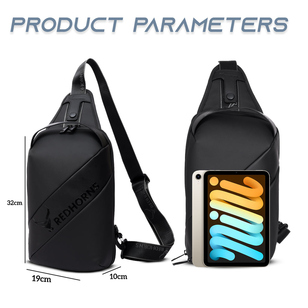 Waterproof antitheft sling bag#color_black