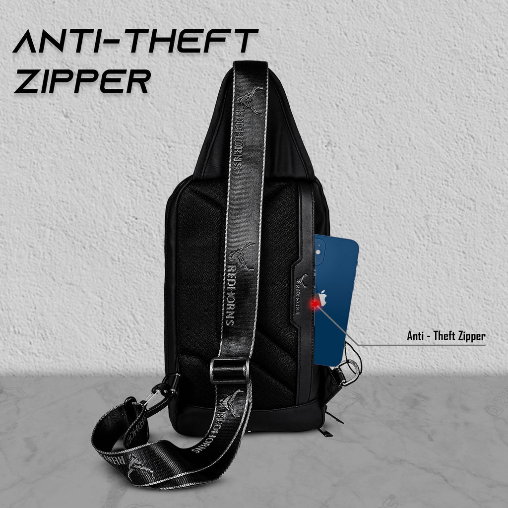 Waterproof antitheft sling bag#color_black