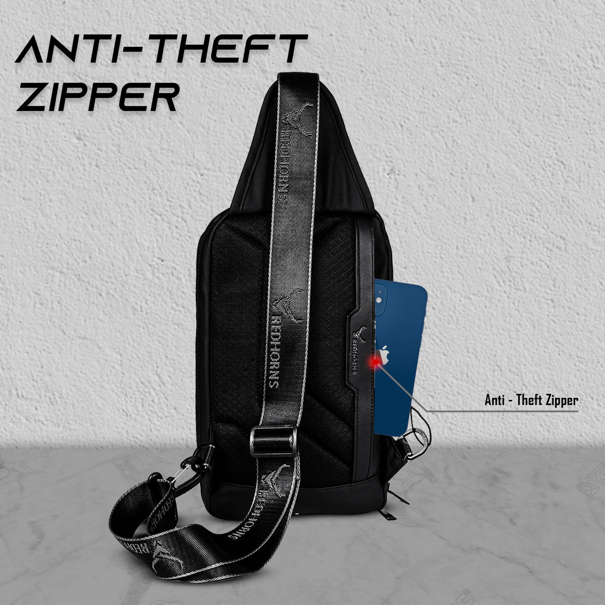 Waterproof antitheft sling bag#color_black