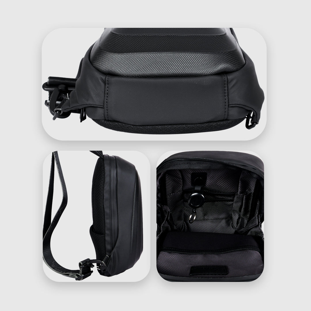 Waterproof crossbody antitheft sling backpack#color_black