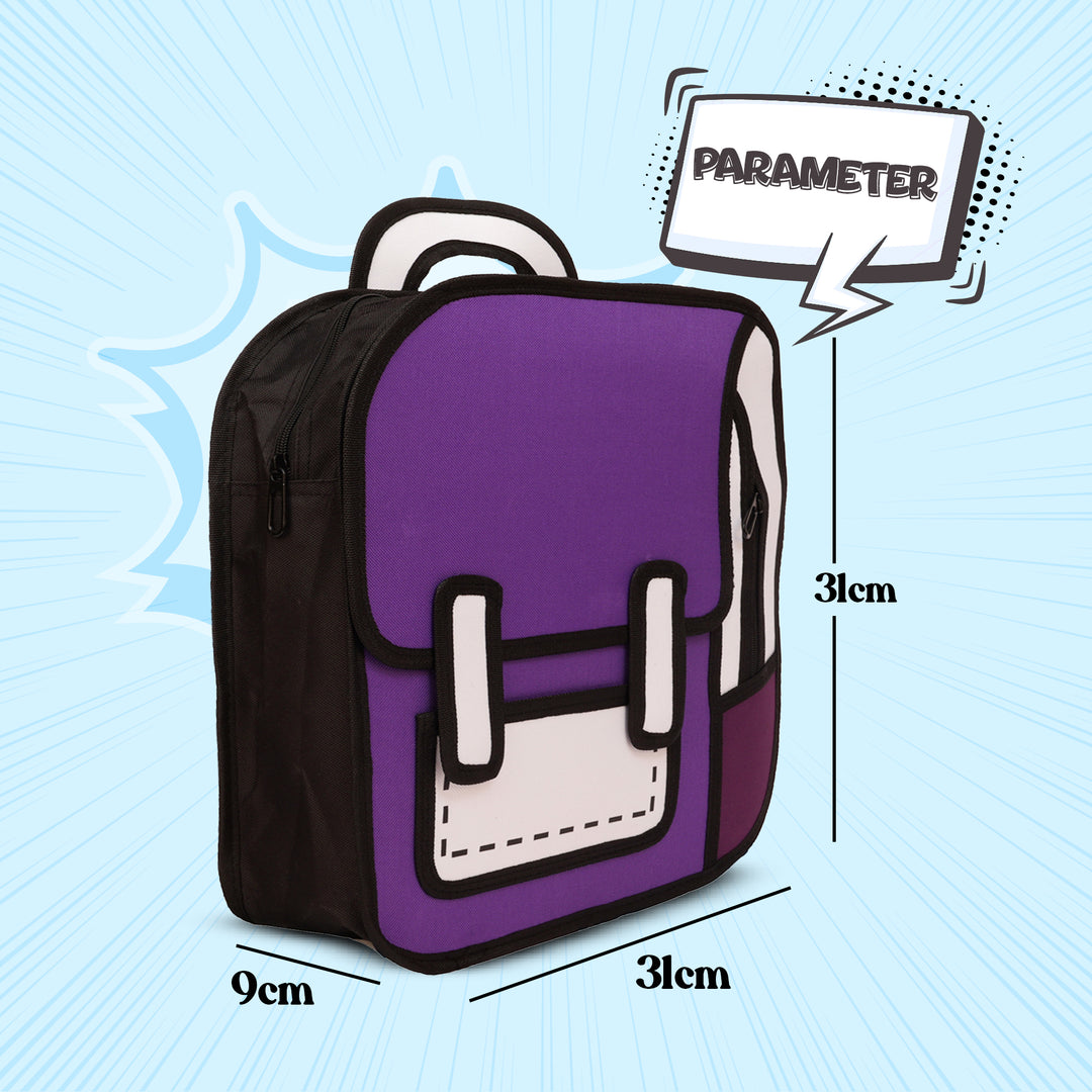 2D anime cartoon laptop bag#color_purple